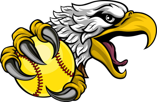 An eagle or hawk softball ball cartoon sports team mascot
