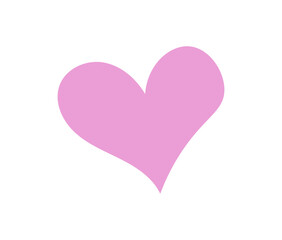 Heart, Symbol of Love and Valentine's Day. Flat pink Icon Isolated on White Background. Hand drawn vector illustration.	