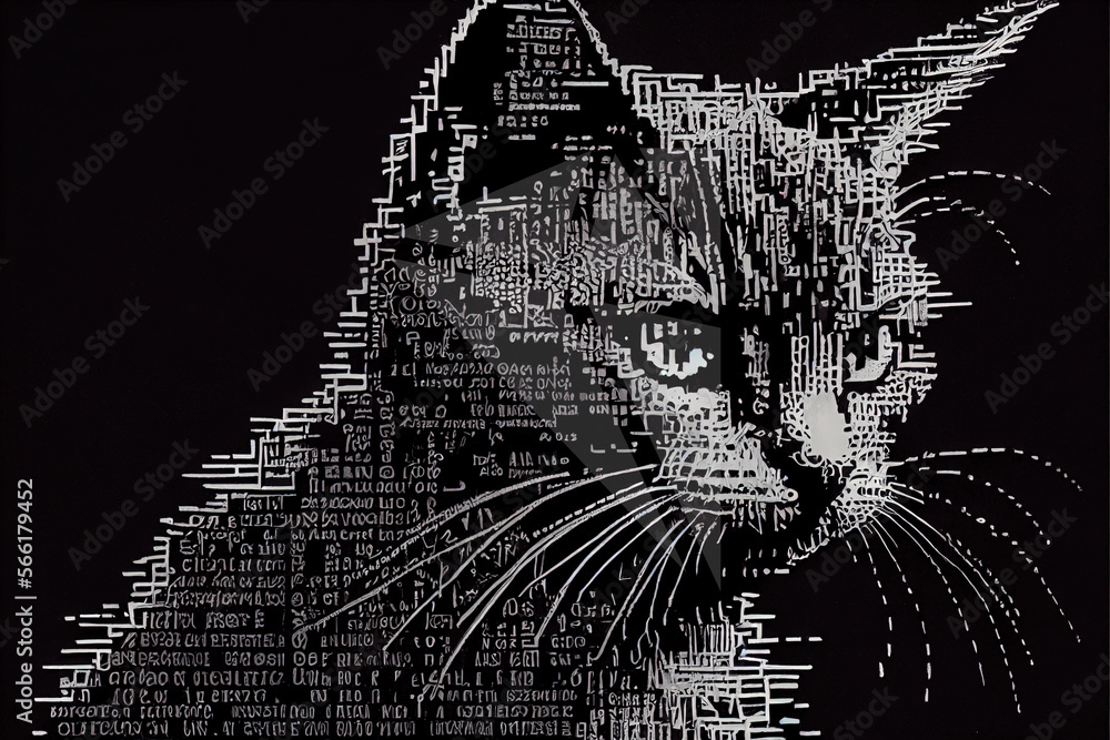 Poster ai concept with illustration made of ascii code