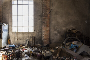 Inside an abandoned warehouse
