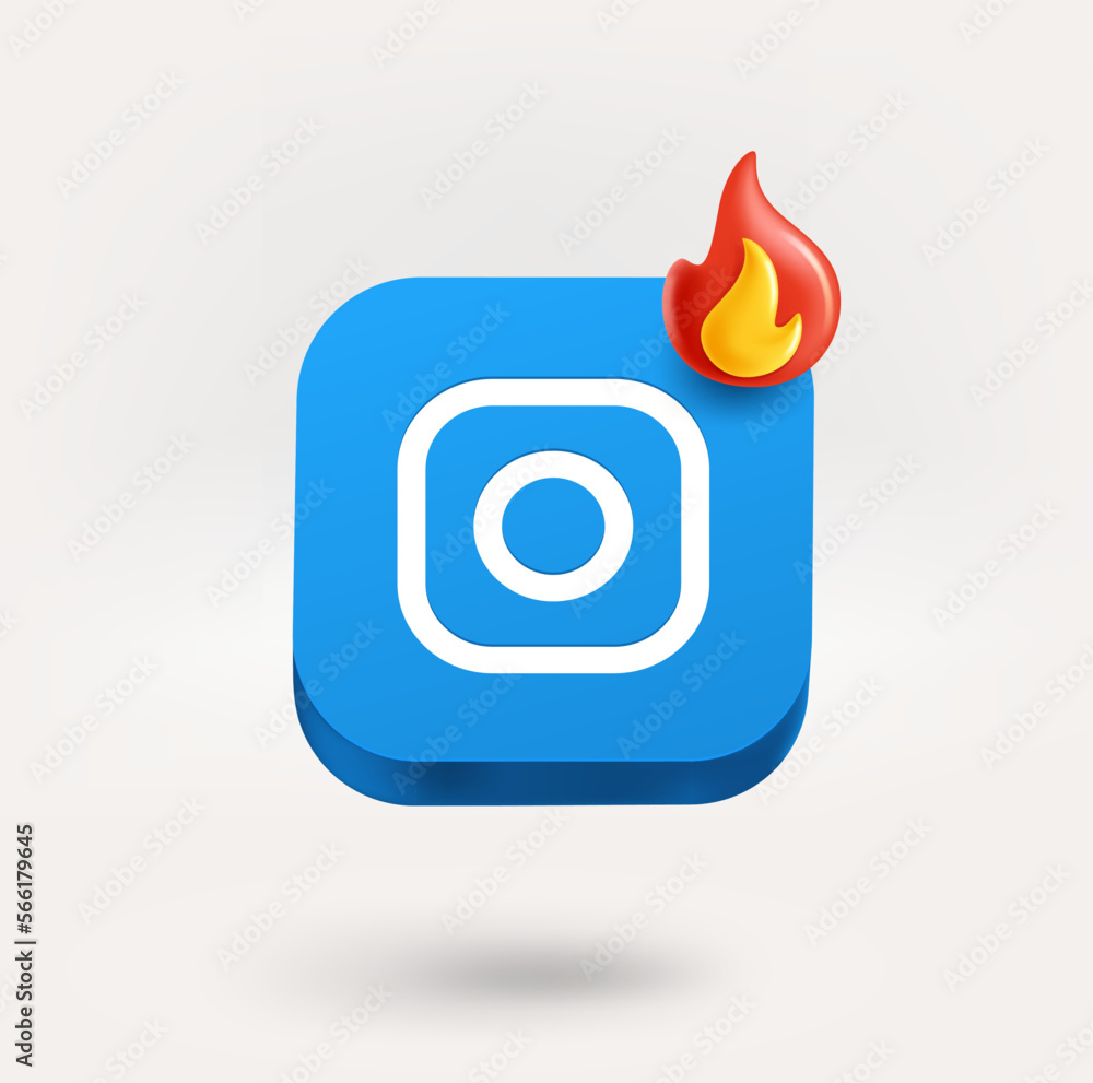 Poster photo camera icon with bonfire. hot image concept. 3d vector icon isolated on white background