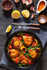 honey mustard lemon chicken thighs with veggies