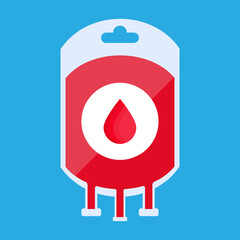Blood bag for blood transfusion. Donoring. Vector icon