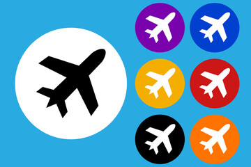 Plane icon. Flight symbol. Plane emblem. Aviation concept. Vector