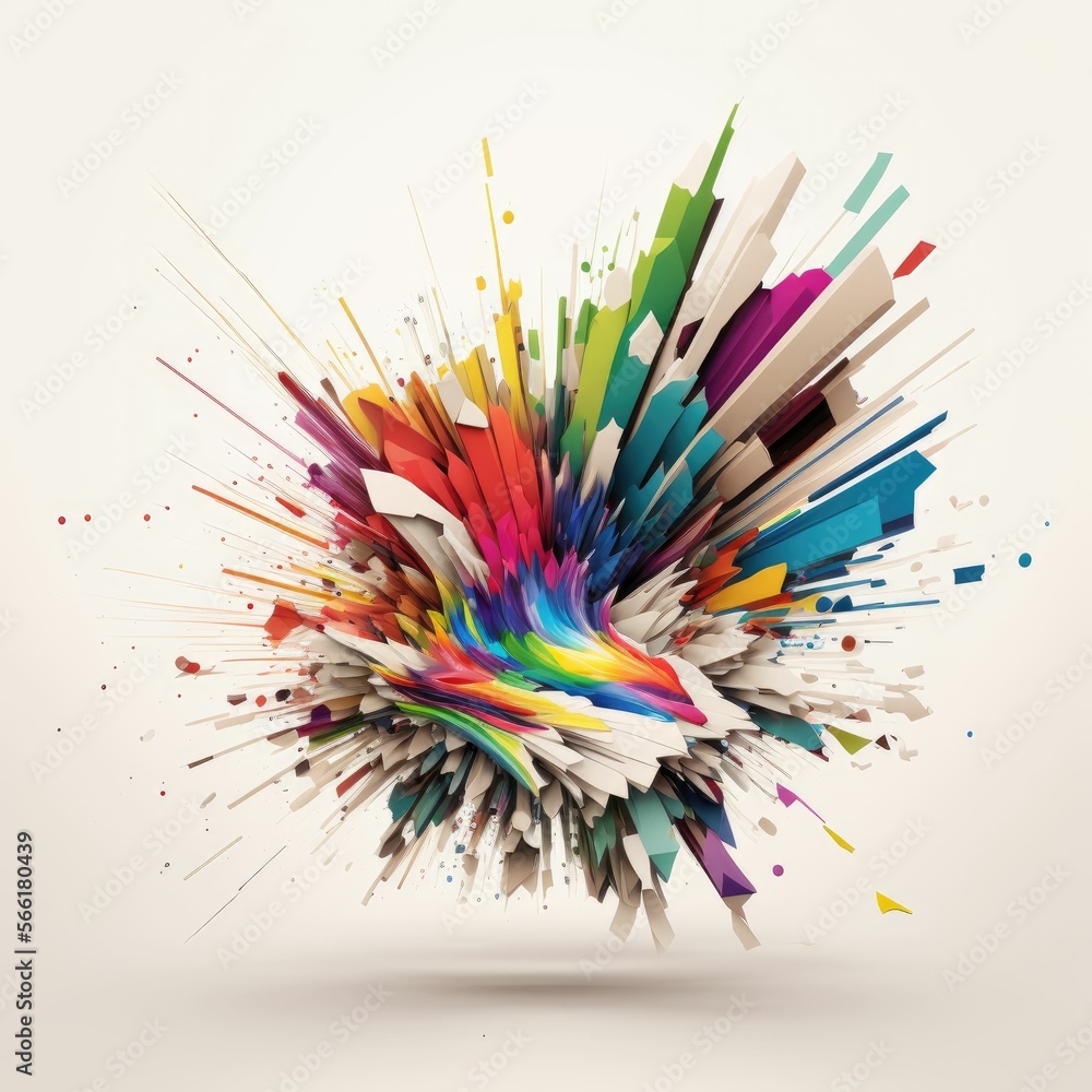 Poster explosion of abstract rainbow colors ,made with generative ai