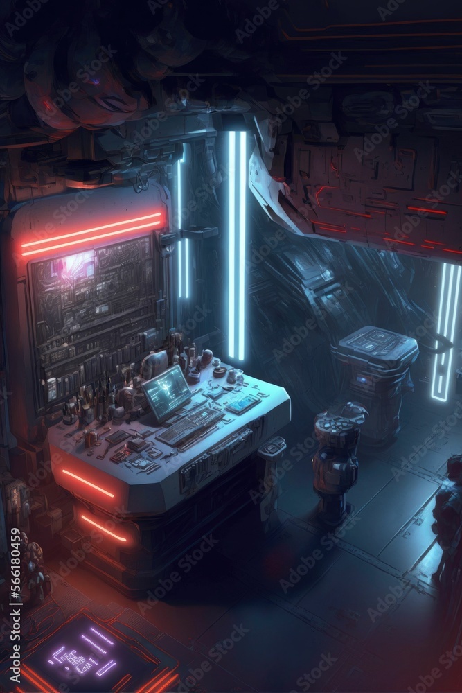Poster scientific laboratory on space station. technology background and science concept ,made with generat