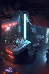 Scientific laboratory on space station. Technology background and science concept ,made with Generative AI