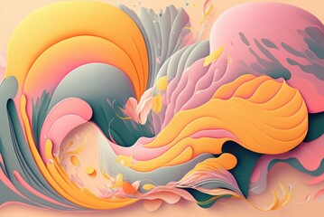Fototapeta na wymiar Beautiful mesmerize waves of colorful pattern, wavy surfaces, beautiful background, vintage pastel colors ,made with Generative AI
