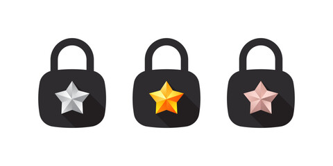lock symbols. Lock Icons. Icons of locks with stars. Vector images
