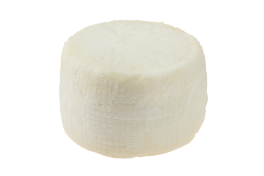 Small goat cheese head isolated on white