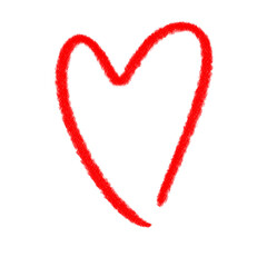 Red pencil heart doodle line.	

