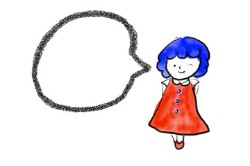 ウィンクする青い髪の毛の女の子