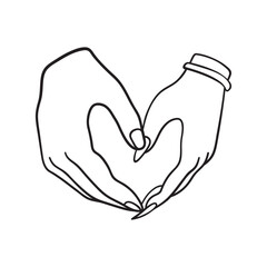 Isolated thin line illustration of a couple hands. Thin line love hand drawn icon for Valentine's day.