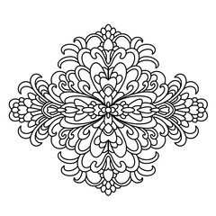 Creative mandala design. Symmetrical kaleidoscope pattern in oriental style. Line art.