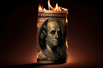burning money, financial crisis concept