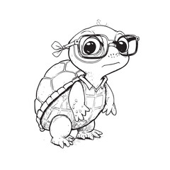 Smart turtle cartoon