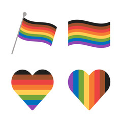 set of colorful heart shaped flags, lgbtq community, rainbow 