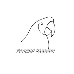 Bird icon. Scarlet macaw head symbol line art icon design concept stock illustration