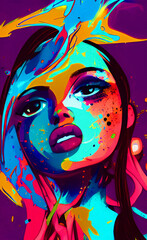 portrait of a person, woman, girl, colorful illustration
