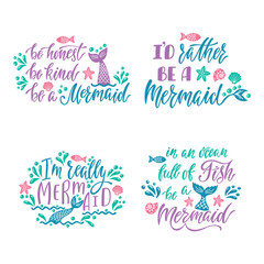 Set of inspirational quotes about mermaids.