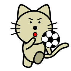 ネコ　サッカー　蹴る　イラスト