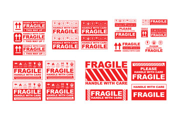 Fragile Label tag symbol packaging sticker vector design