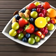 Fototapeta na wymiar Fruit fresh mixed tropical fruit salad. Bowl of healthy fresh fruit salad - diet and fitness