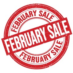 FEBRUARY SALE text written on red round stamp sign