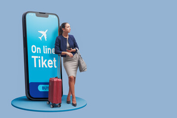 Woman booking flight tickets online