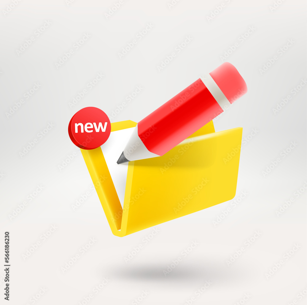 Poster Writing a new message concept. 3d vector icon isolated on white background