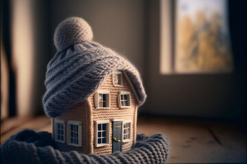 Little cosy insulated home with a hat and a scarf