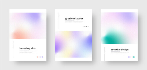 Abstract Colorful A4 Posters Set. Modern soft gradient poster and cover design template. Trendy gradient brochure cover layout. Ideal for banner, invitation, flyer & identity. Fully editable. A4 Size.