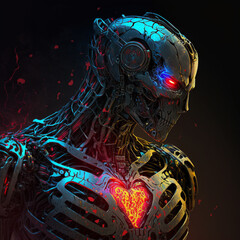 Valentine´s day, AI Generated, cyborg is about love.