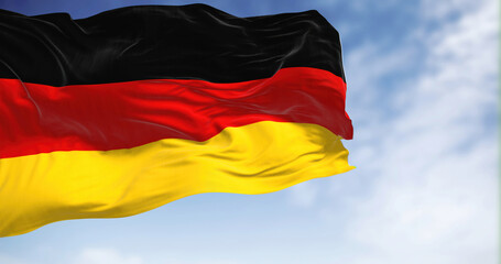 Germany national flag waving in the wind on a clear day
