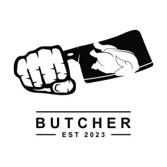 butcher logo vector with slogan template