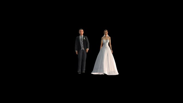 Bride And Groom 3D Animation Transparent Alpha Video