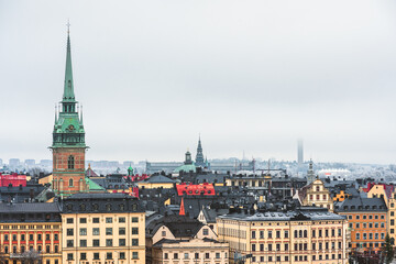 Obraz premium Gamla Stan skyline in Stockholm, Sweden's capital city in winter