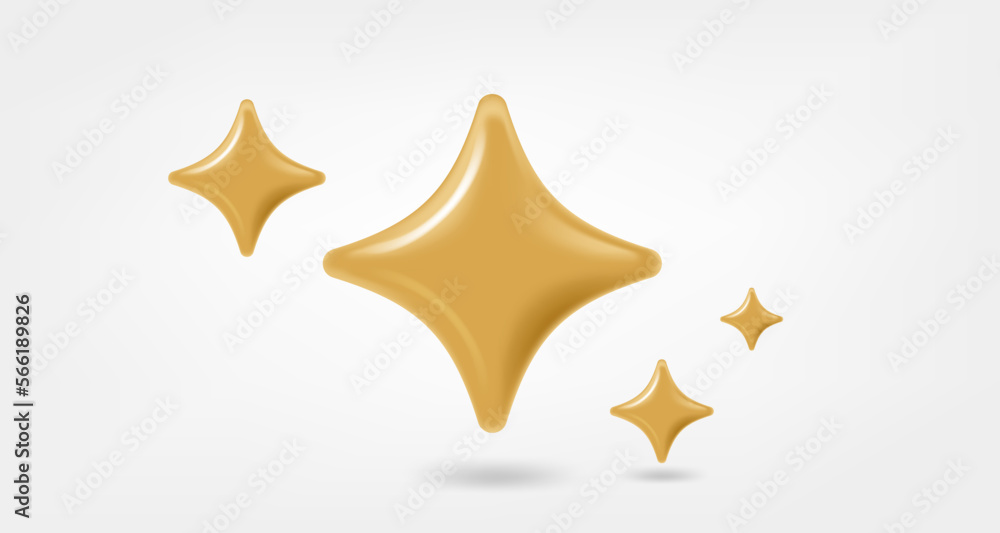 Aufkleber golden stars 3d vector elements isolated on white background