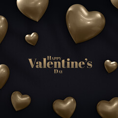Valentine's Day background with golden light hearts