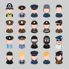 People avatars set in flat design. Vector illustration.