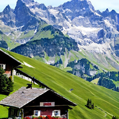 Fototapeta premium mountain village in the mountains