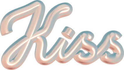 Kiss Metal 3D Word Love Futuristic Abstract Text Sticker