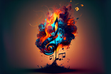 burning headphones, music concept