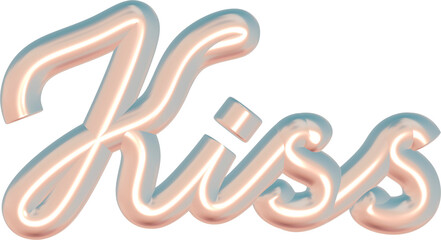 Kiss Metal 3D Word Love Futuristic Abstract Text Sticker