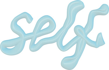 Self Love Metal 3D Word Self Love Futuristic Abstract Text Sticker