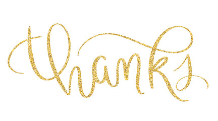 THANKS vector gold glitter brush lettering banner