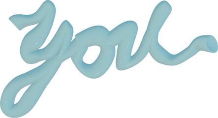 You Metal 3D Word Self Love Futuristic Abstract Text Sticker