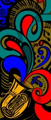 Disegno grafico musica tuba jazz  
