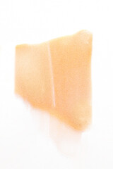 Shine golden cosmetic swatch on white background ,blush, highlighter, eye shadow, bronzer, lipstick texture