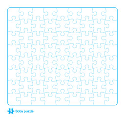 Vector baby puzzle template. 72 pieces. Isolated on white background